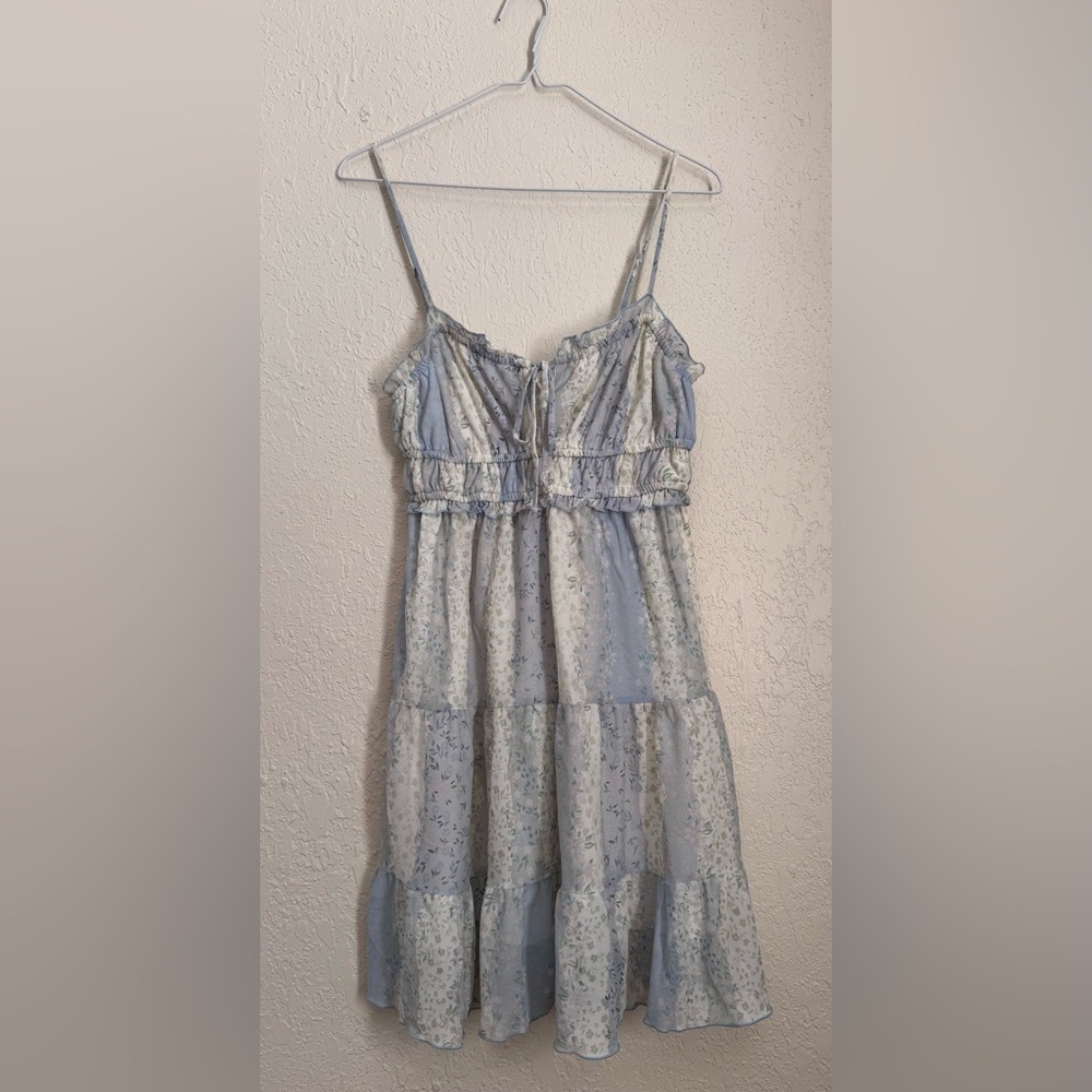 Elegant Blue Floral Mini Dress